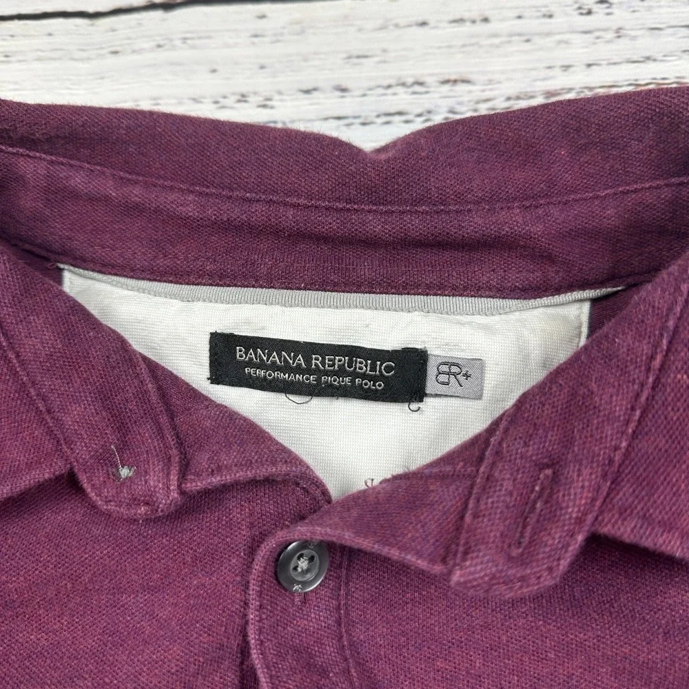 Banana Republic Polo Shirt Performance Pique Chest Pocket Wine Size Large
